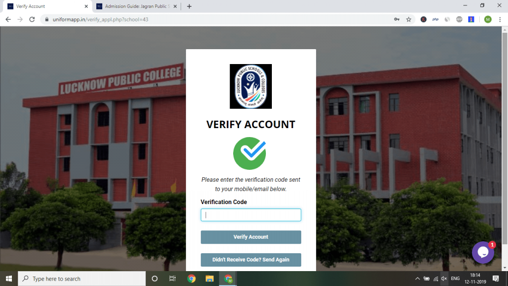 Step 4: You will receive an OTP for account verification. Verify your account.