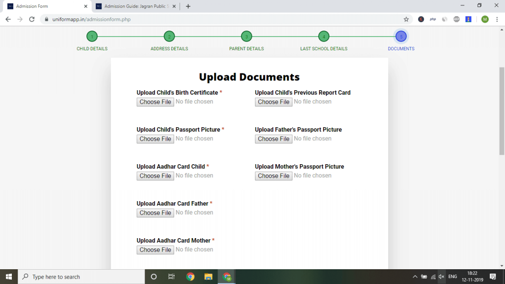 Step 7: Once you have filled all the details, upload the required documents.