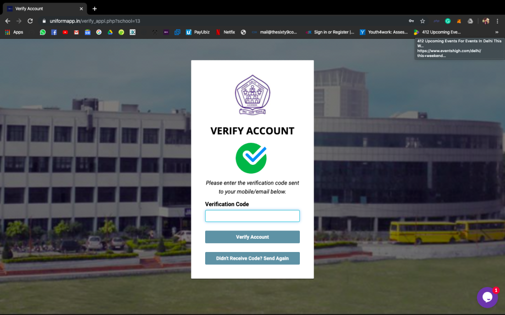 Step 2: You will receive an OTP for account verification. Verify your account.
